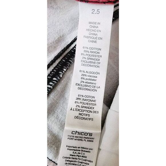 Chico's 2.5 Platinum Jeggings Women’s ‎ Medium Colorful Floral Bk/Wh/Red Large - Picture 7 of 7